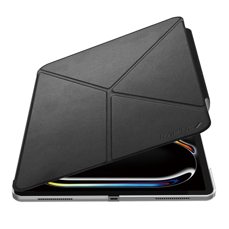 Apple iPad Pro 13 2025 M5 Raptic Clear Folio Airbagli Şeffaf Kapaklı Katlanabilir Standlı Kılıf - 4