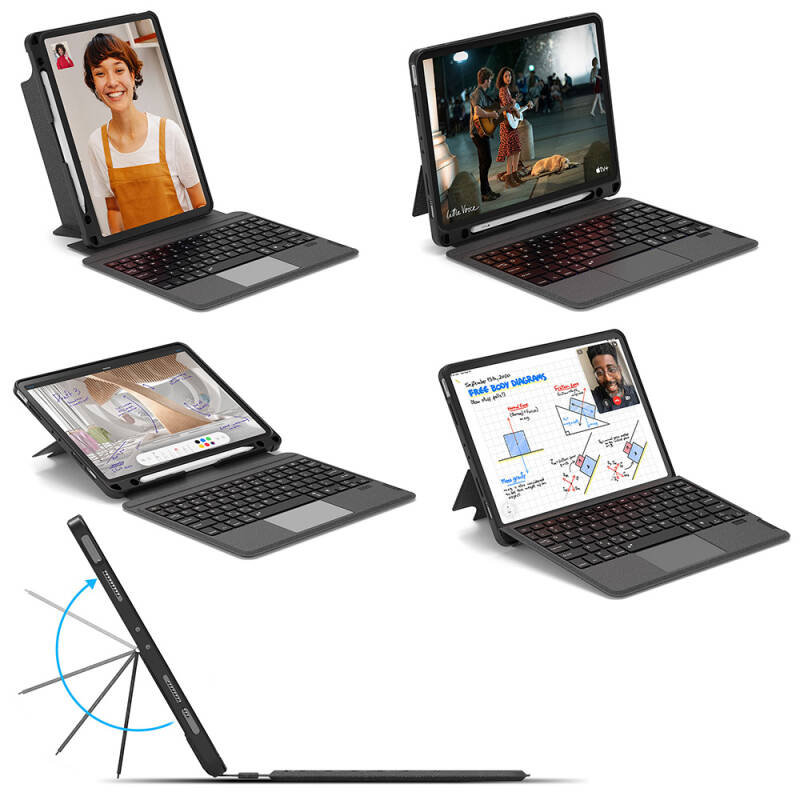 Apple iPad Pro 13 2025 M5 Wiwu Mag Touch Klavyeli Standlı Kılıf - 5