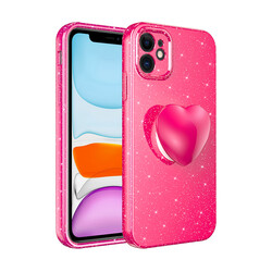Apple iPhone 11 Case Camera Protected Glittery Pop Socket Luxury Zore Cotton Socket Cover - 1