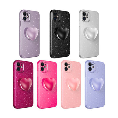 Apple iPhone 11 Case Camera Protected Glittery Pop Socket Luxury Zore Cotton Socket Cover - 10