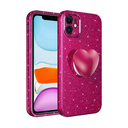Apple iPhone 11 Case Camera Protected Glittery Pop Socket Luxury Zore Cotton Socket Cover - 4