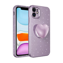 Apple iPhone 11 Case Camera Protected Glittery Pop Socket Luxury Zore Cotton Socket Cover - 6