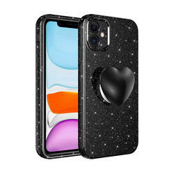Apple iPhone 11 Case Camera Protected Glittery Pop Socket Luxury Zore Cotton Socket Cover - 3