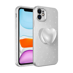 Apple iPhone 11 Case Camera Protected Glittery Pop Socket Luxury Zore Cotton Socket Cover - 7