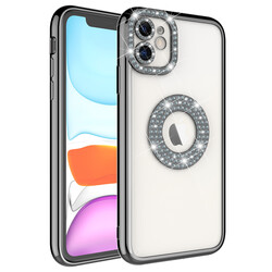Apple iPhone 11 Case Camera Protection Stone Embellished Back Transparent Zore Asya Cover - 1