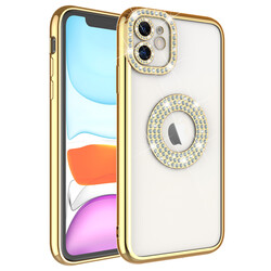 Apple iPhone 11 Case Camera Protection Stone Embellished Back Transparent Zore Asya Cover - 6