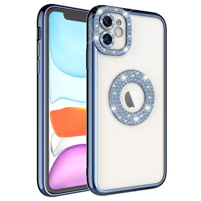 Apple iPhone 11 Case Camera Protection Stone Embellished Back Transparent Zore Asya Cover - 7