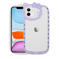 Apple iPhone 11 Case Cat Figured Transparent Hard Silicone Zore Kity Cover - 7