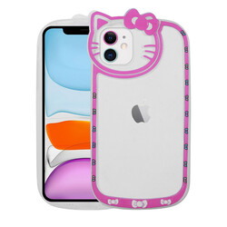 Apple iPhone 11 Case Cat Figured Transparent Hard Silicone Zore Kity Cover - 4