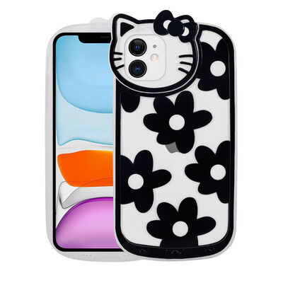 Apple iPhone 11 Case Cat Figured Transparent Hard Silicone Zore Kity Cover - 2