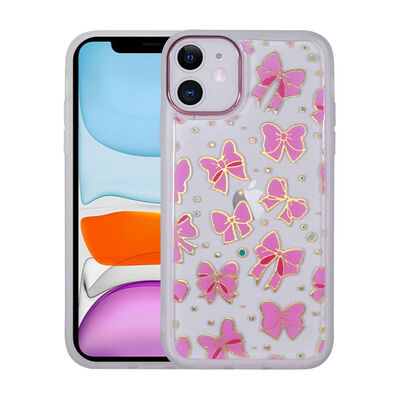 Apple iPhone 11 Case Figured Patterned Luminous Hard Zore Sos Cover - 1