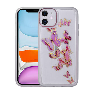 Apple iPhone 11 Case Figured Patterned Luminous Hard Zore Sos Cover - 2