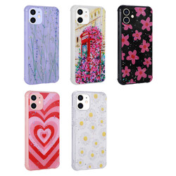 Apple iPhone 11 Case Glittery Patterned Camera Protected Shiny Zore Popy Cover - 7