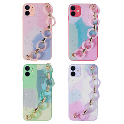Apple iPhone 11 Case Glittery Patterned Hand Strap Holder Zore Elsa Silicone Cover - 2