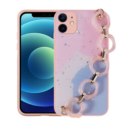 Apple iPhone 11 Case Glittery Patterned Hand Strap Holder Zore Elsa Silicone Cover - 4