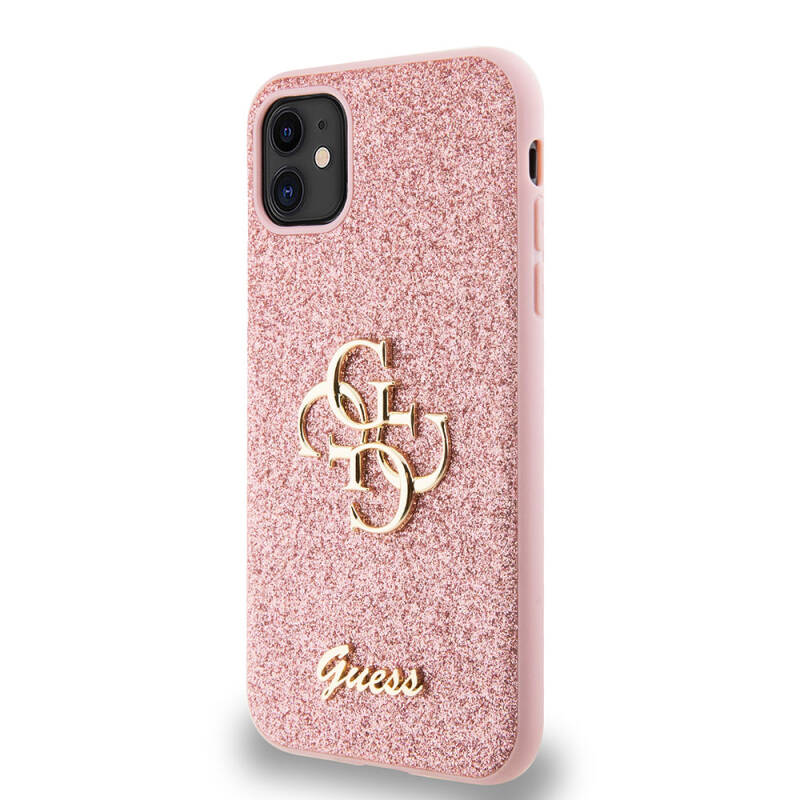 Apple iPhone 11 Case Guess Original Licensed 4G Large Metal Logo Glitter Cover - 11