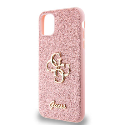 Apple iPhone 11 Case Guess Original Licensed 4G Large Metal Logo Glitter Cover - 15