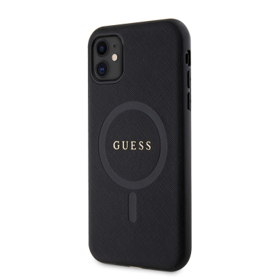 Apple iPhone 11 Case Guess Original Licensed Magsafe Charging Feature Text Logo Saffiano Classic Cover - 3