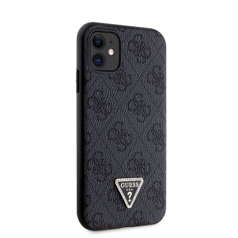 Apple iPhone 11 Case Guess Original Licensed PU Leather Stoned Triangle Logo 4G Patterned Cover - 8