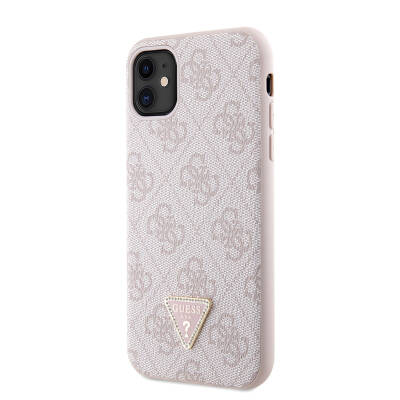 Apple iPhone 11 Case Guess Original Licensed PU Leather Stoned Triangle Logo 4G Patterned Cover - 10