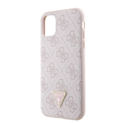 Apple iPhone 11 Case Guess Original Licensed PU Leather Stoned Triangle Logo 4G Patterned Cover - 13