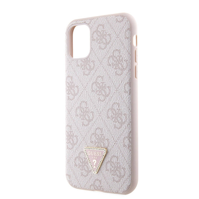 Apple iPhone 11 Case Guess Original Licensed PU Leather Stoned Triangle Logo 4G Patterned Cover - 13