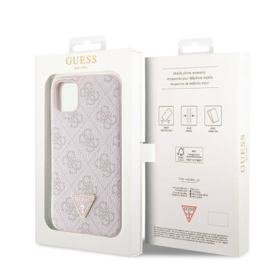 Apple iPhone 11 Case Guess Original Licensed PU Leather Stoned Triangle Logo 4G Patterned Cover - 15