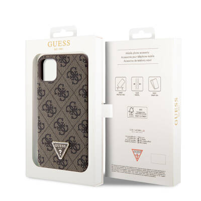 Apple iPhone 11 Case Guess Original Licensed PU Leather Stoned Triangle Logo 4G Patterned Cover - 23