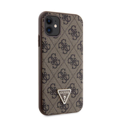 Apple iPhone 11 Case Guess Original Licensed PU Leather Stoned Triangle Logo 4G Patterned Cover - 24