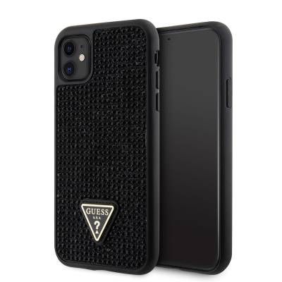 Apple iPhone 11 Case Guess Original Licensed Stone Back Surface Triangle Logo Cover - 1