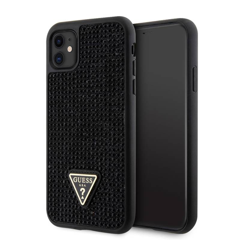 Apple iPhone 11 Case Guess Original Licensed Stone Back Surface Triangle Logo Cover - 1