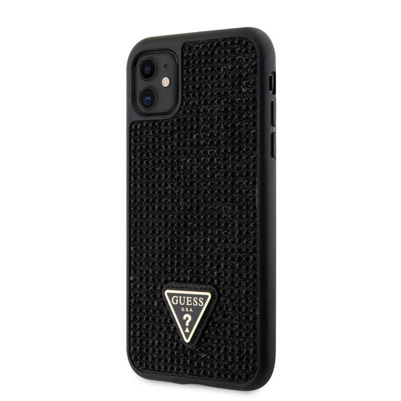 Apple iPhone 11 Case Guess Original Licensed Stone Back Surface Triangle Logo Cover - 2