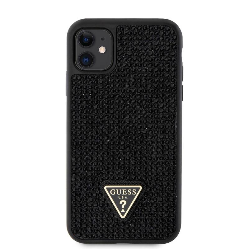 Apple iPhone 11 Case Guess Original Licensed Stone Back Surface Triangle Logo Cover - 3