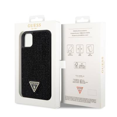 Apple iPhone 11 Case Guess Original Licensed Stone Back Surface Triangle Logo Cover - 7