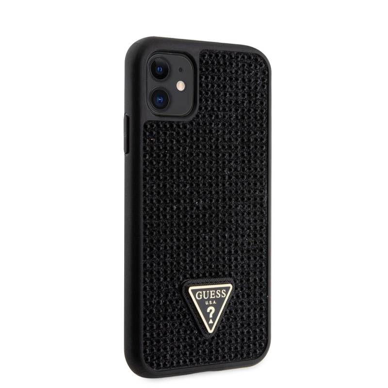 Apple iPhone 11 Case Guess Original Licensed Stone Back Surface Triangle Logo Cover - 9