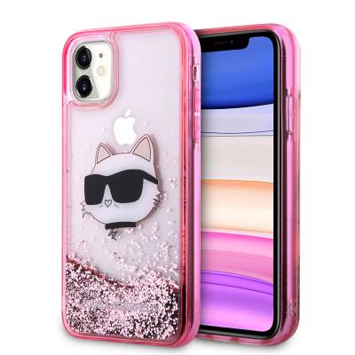 Apple iPhone 11 Case Karl Lagerfeld Fluid Glittery Choupette Head Design Cover - 1