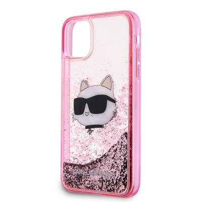 Apple iPhone 11 Case Karl Lagerfeld Fluid Glittery Choupette Head Design Cover - 3