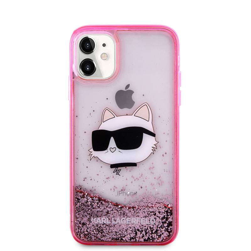 Apple iPhone 11 Case Karl Lagerfeld Fluid Glittery Choupette Head Design Cover - 5