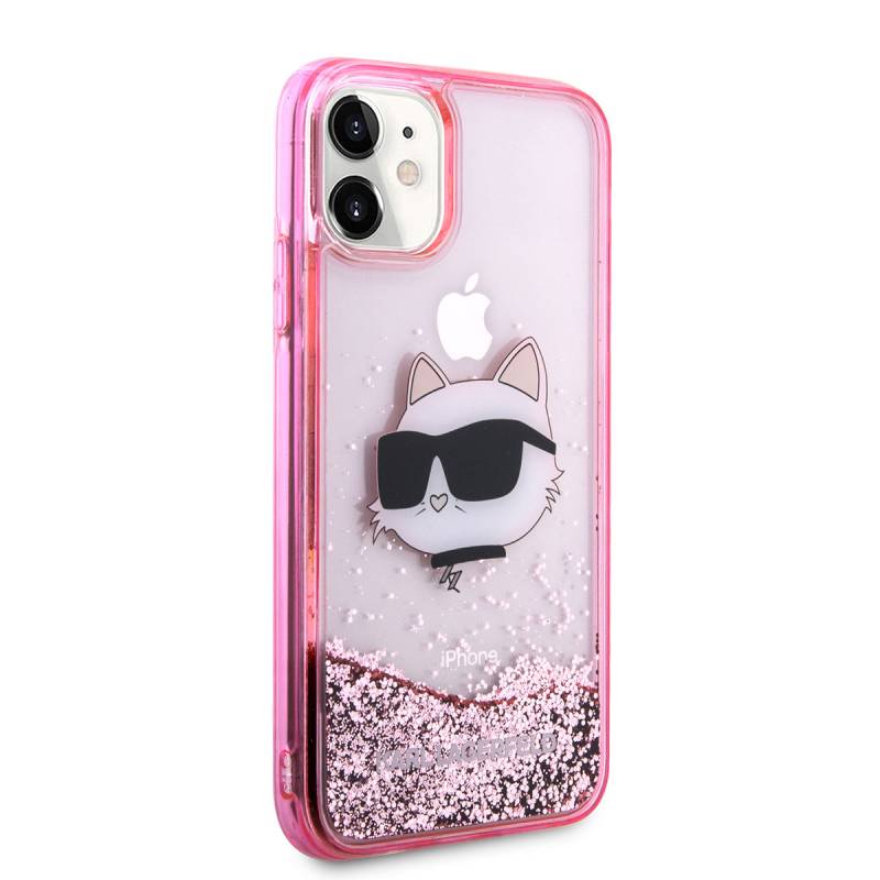 Apple iPhone 11 Case Karl Lagerfeld Fluid Glittery Choupette Head Design Cover - 8