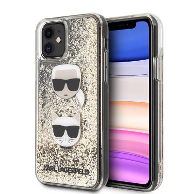 Apple iPhone 11 Case Karl Lagerfeld Liquid Glitter K&C Head Design Cover - 1