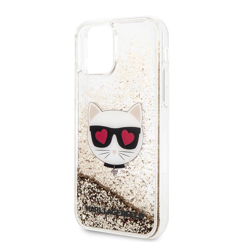 Apple iPhone 11 Case Karl Lagerfeld Liquid Glittery Choupette Design Cover - 5