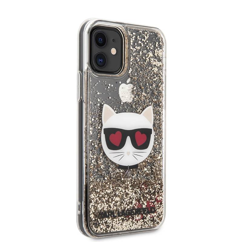 Apple iPhone 11 Case Karl Lagerfeld Liquid Glittery Choupette Design Cover - 7