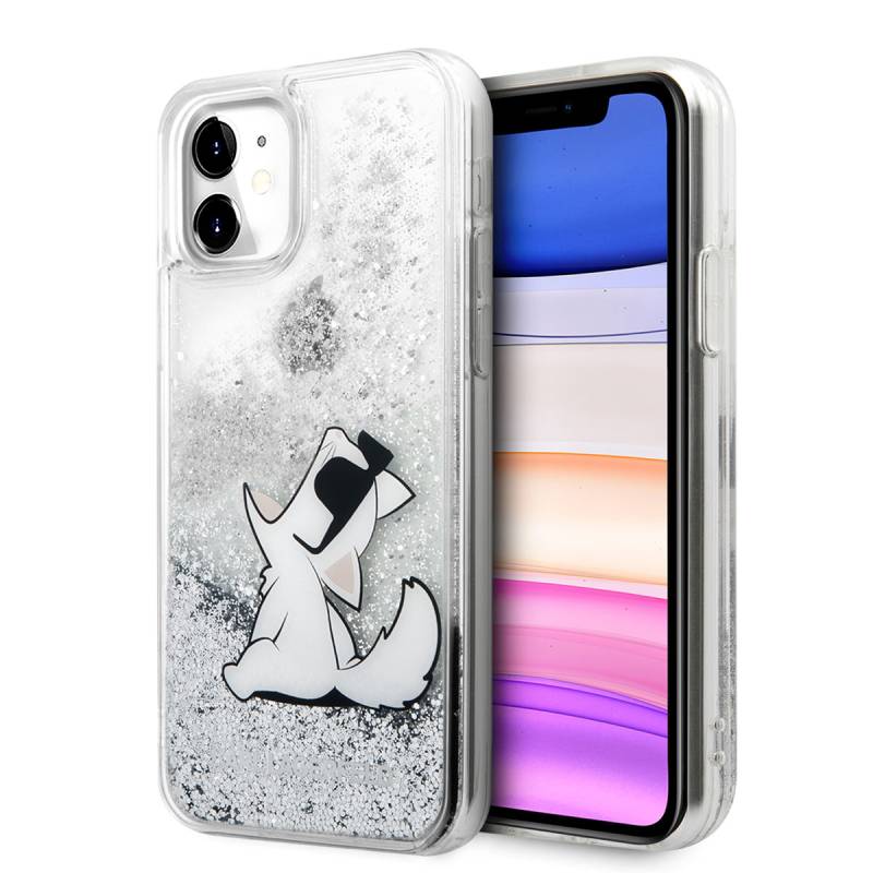 Apple iPhone 11 Case Karl Lagerfeld Liquid Glittery Choupette Fun Design Cover - 1