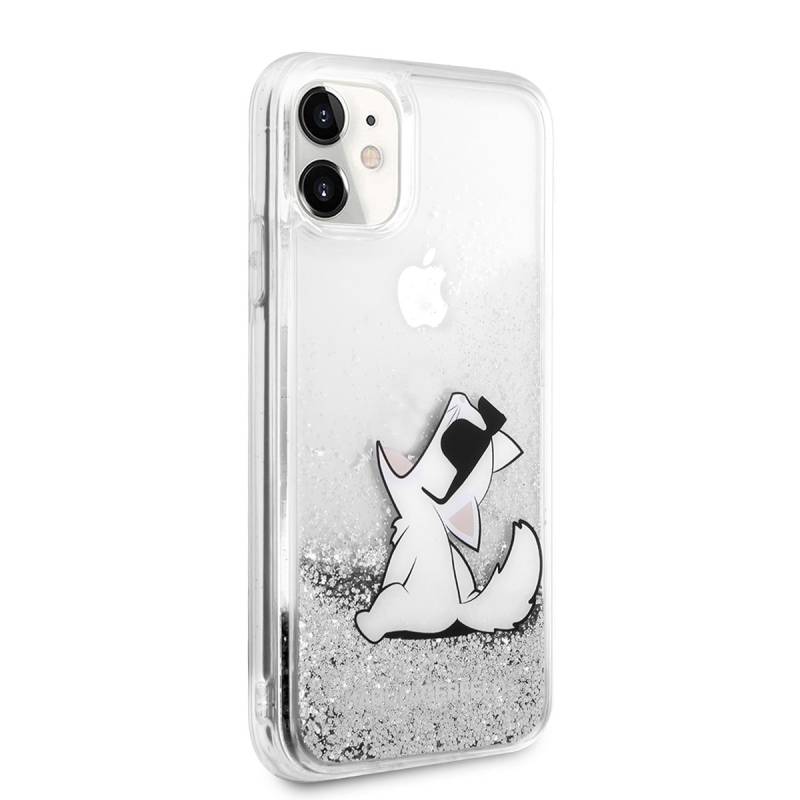 Apple iPhone 11 Case Karl Lagerfeld Liquid Glittery Choupette Fun Design Cover - 8