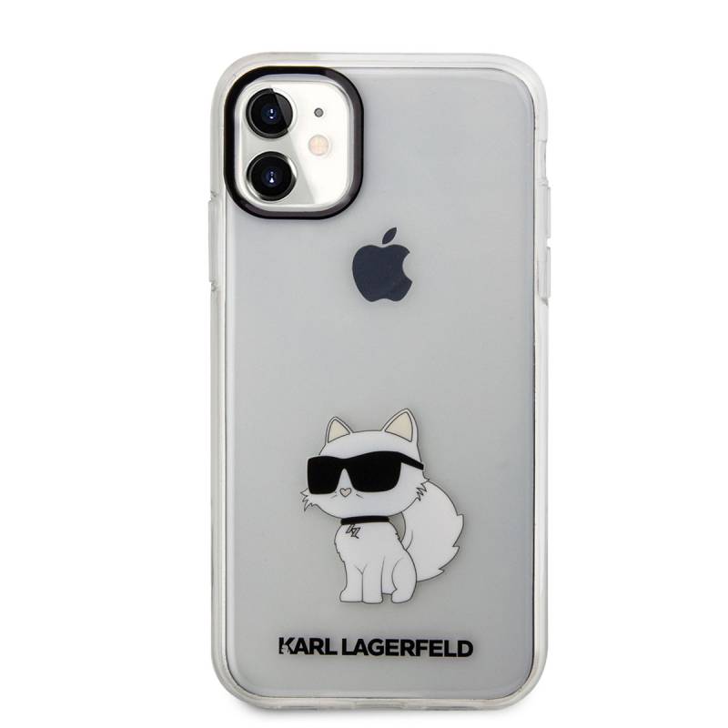 Apple iPhone 11 Case Karl Lagerfeld Transparent Choupette Design Cover - 5