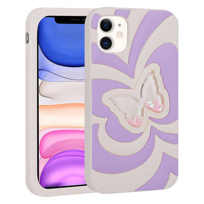 Apple iPhone 11 Case Liquid Glitter Butterfly Design Zore Vodena Cover - 4