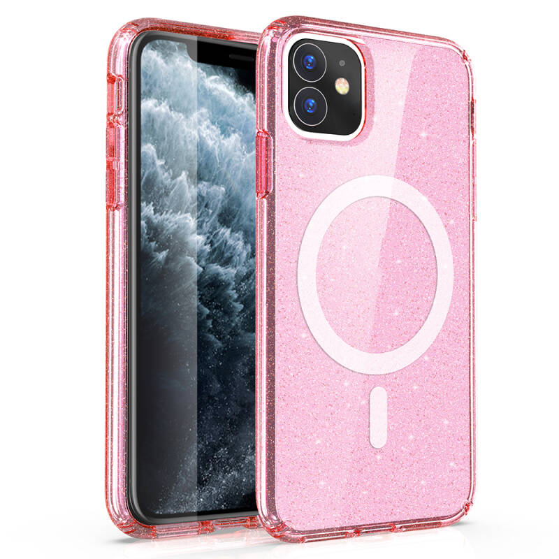 Apple iPhone 11 Case Magsafe Charging Feature Shining Glitter Transparent Colored Zore Allstar Cover - 3