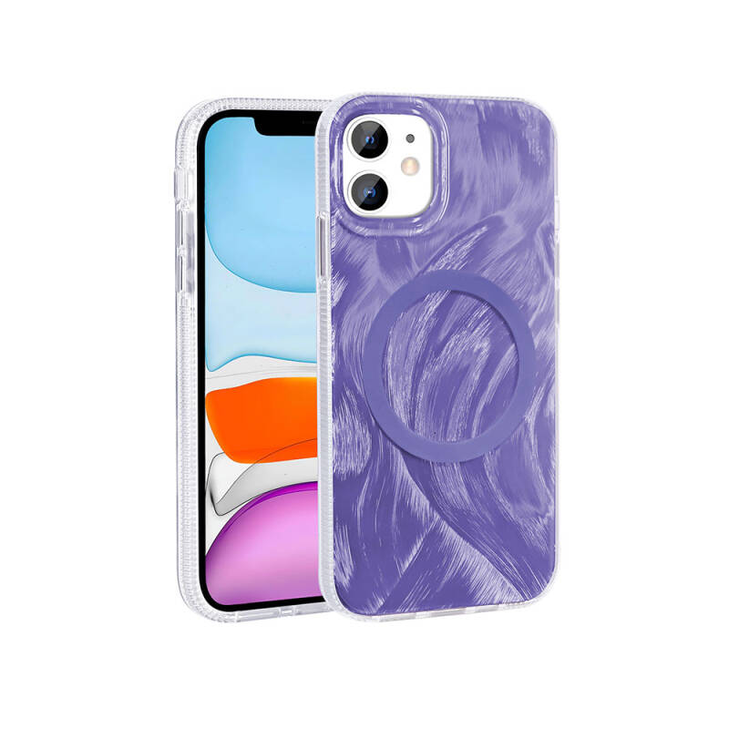 Apple iPhone 11 Case Magsafe Charging Featured Brush Paint Patterned Zore Palette Cover - 1