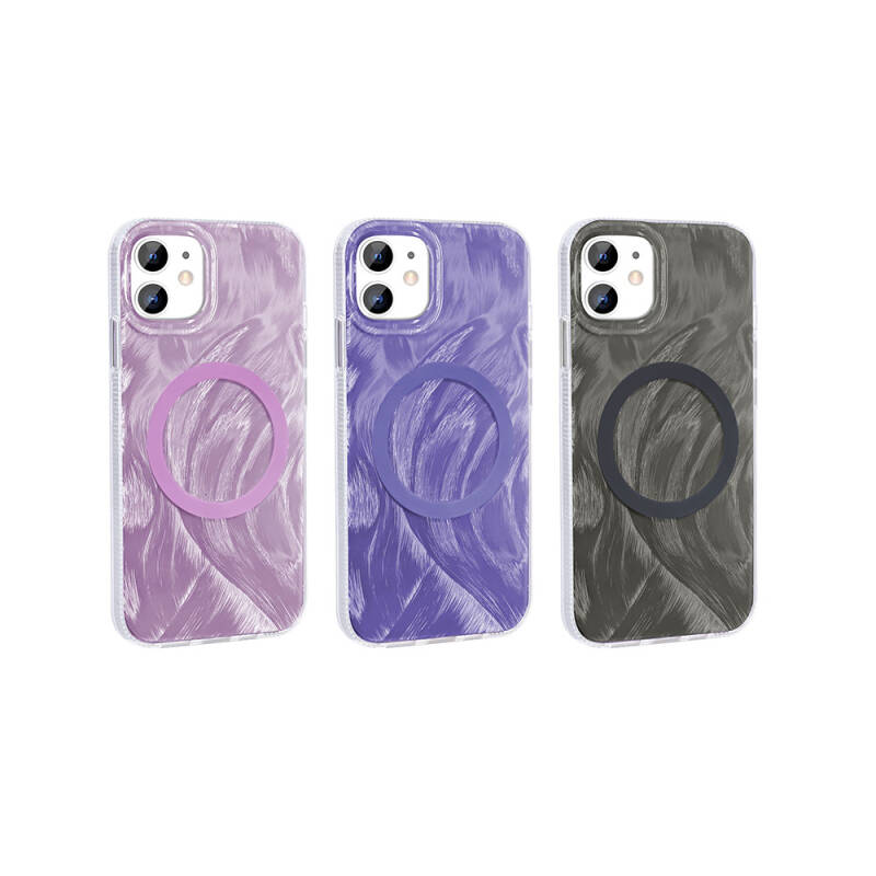 Apple iPhone 11 Case Magsafe Charging Featured Brush Paint Patterned Zore Palette Cover - 7