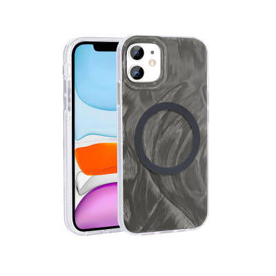 Apple iPhone 11 Case Magsafe Charging Featured Brush Paint Patterned Zore Palette Cover - 5